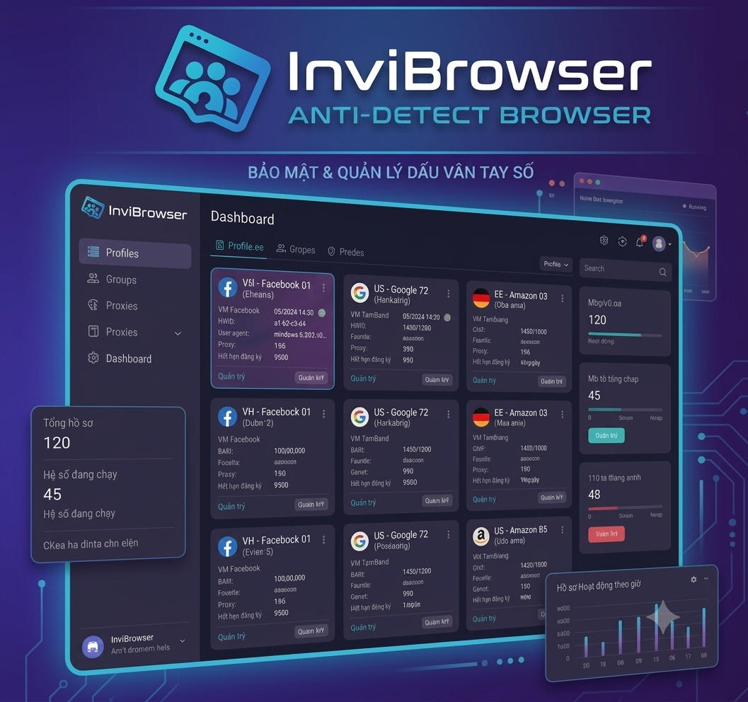 Giao diện quản lý profile miễn phí trên trình duyệt InviBrowser