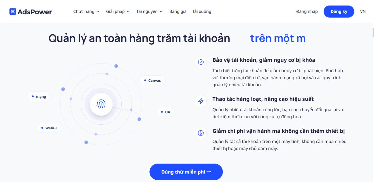 AdsPower antidetect browser interface